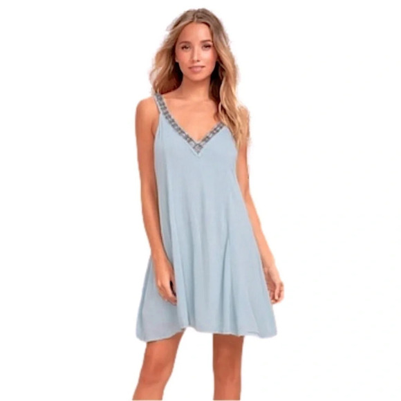 NWT PPLA Xia Light Blue Beaded Swing Dress Women’s size small - Picture 7 of 14